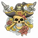 one piece pirates Jolly Roger tattoo design idea
