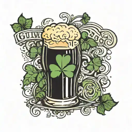 Postage stam with a pint of guinness and shamrock inside it tattoo design idea
