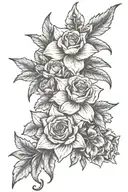 carnation daffodil rose larkspur flower bouquet tattoo design idea
