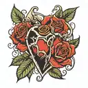 Broken Heart with Rose wrapped in thorns tattoo design idea