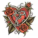 Broken Heart with Rose wrapped in thorns tattoo design idea