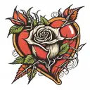 Broken Heart with Rose wrapped in thorns tattoo design idea