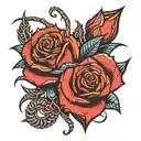 Broken Heart with Rose wrapped in thorns tattoo design idea
