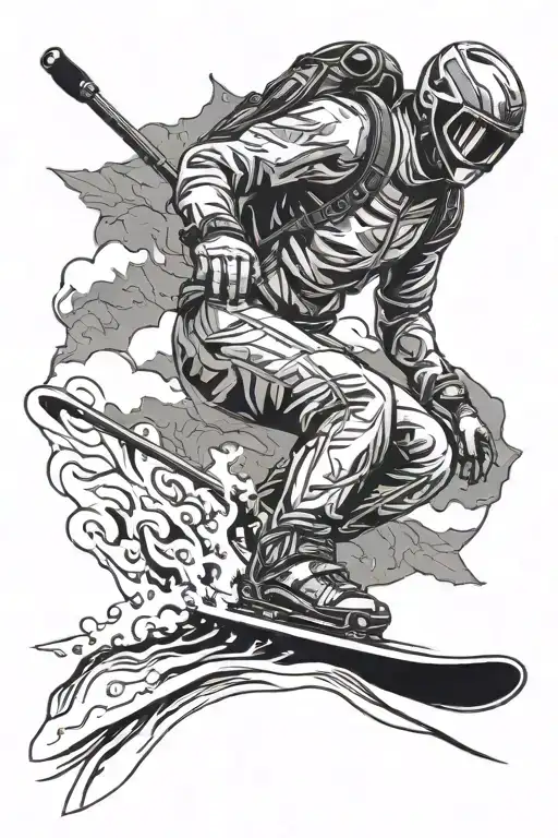 skier carving tattoo design idea