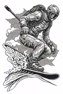 skier carving tattoo design idea