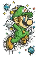 Super Mario with space background black tattoo design idea