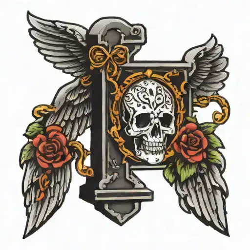 angle tombstone  tattoo design idea
