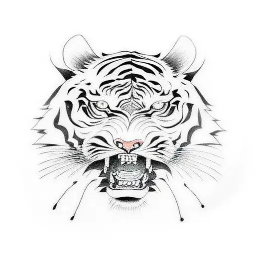 A yakuza styled tiger  tattoo design idea