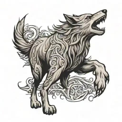 fenrir viking norse wolf tattoo design idea