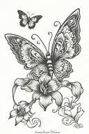 half butterfly half iris flower tattoo design idea