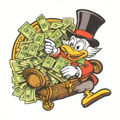 Scrooge McDuck with money tattoo design idea