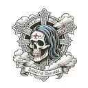 Death is certain but life isn't, fear none but one with Jesus cross and clouds with the 12 disciples and Jesus tattoo design idea