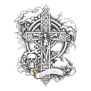 Death is certain but life isn't, fear none but one with Jesus cross and clouds with the 12 disciples and Jesus tattoo design idea