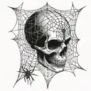 skull front of spider web design tattoo design idea
