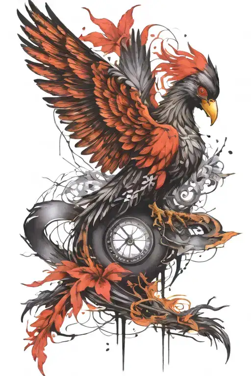 phœnix rebirth after herpes and diabetes type 1 tattoo design idea
