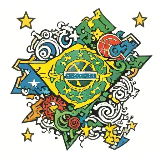 Brazil flag with puzzle tattoo design idea