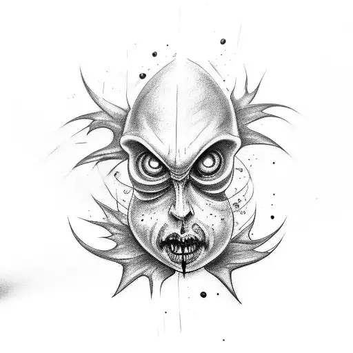 A dark and haunting Tim Burton-inspired sketch tattoo featuring psychological elements tattoo design idea