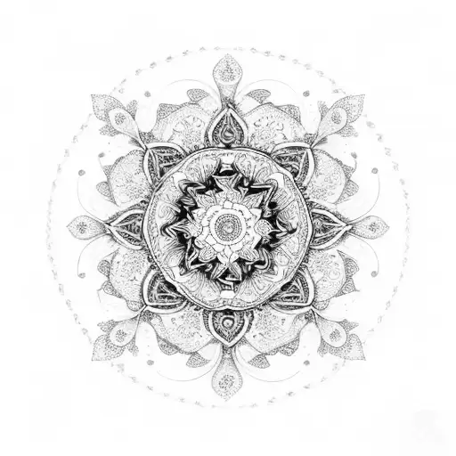 An intricate mandala design featuring blooming roses tattoo design idea