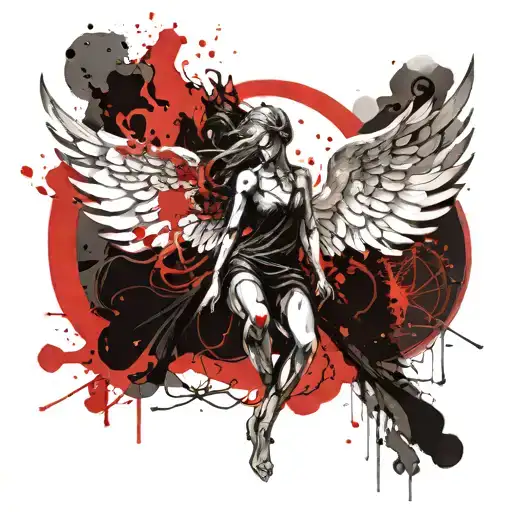 Angel and demon nature blood balance space tattoo design idea