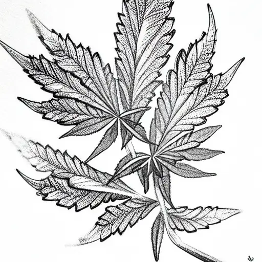 cannabis buds leafs  tattoo design idea