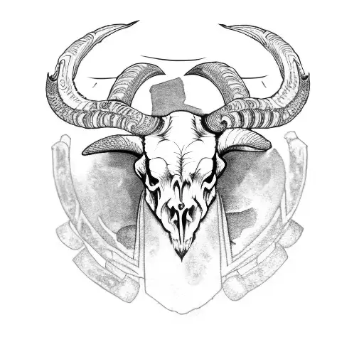ram skull with runes etched down the middle warrior tattoo design idea
