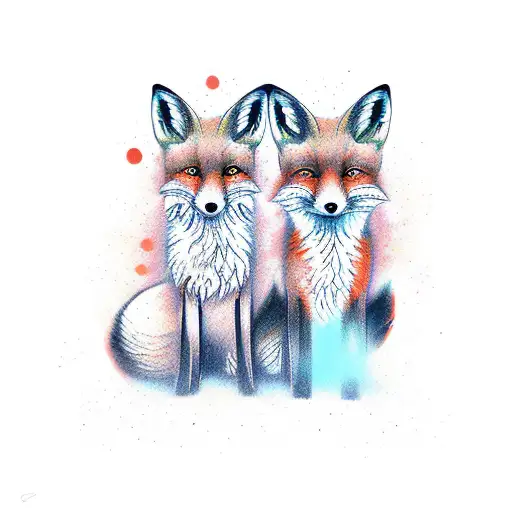 two fox tattoo design idea