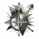 Compass Travel boat sailing tattoo design idea