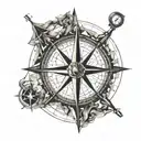 Compass Travel boat sailing tattoo design idea