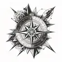 Compass Travel boat sailing tattoo design idea
