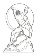 I want a tattoo design for a man's shoulder, depicting a scene inspired by the myth of Sisyphus tattoo design idea