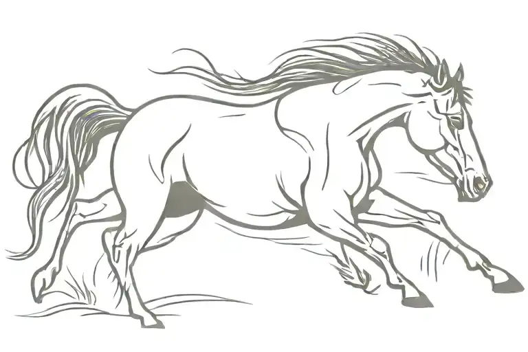 wild mustang running tattoo design idea