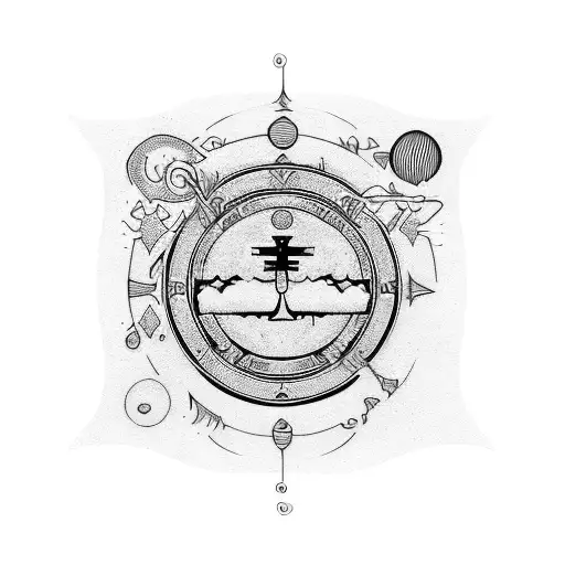 Yin and Yang, cross, wave, sagittarius, semicolon, question mark, tattoo design idea