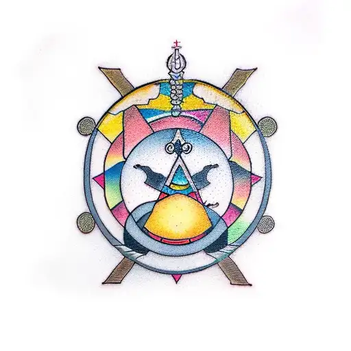 Yin and Yang, cross, wave, sagittarius, semicolon, question mark, tattoo design idea