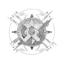 Yin and Yang, cross, wave, sagittarius, semicolon, question mark, tattoo design idea