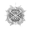 Yin and Yang, cross, wave, sagittarius, semicolon, question mark, tattoo design idea