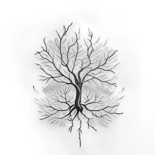 A tattoo of a butcher's knife morphing into a tree branch with leaves made of meat cuts tattoo design idea