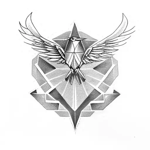 phoenix with a small origami crane  tattoo design idea