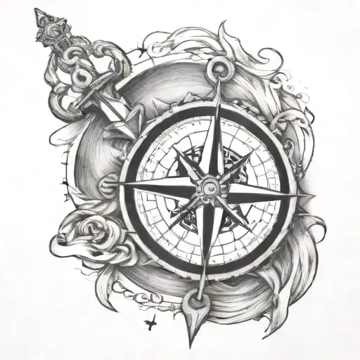 COMPASS ANCHOR IN MY STORM tattoo design idea