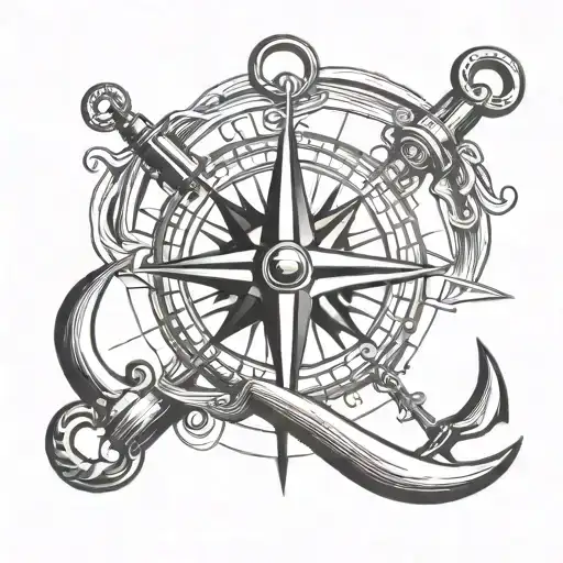 COMPASS KNIFE ANCHOR  tattoo design idea