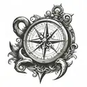 COMPASS WOLF KNIFE ANCHOR tattoo design idea