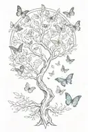 tree of life/ butterflies flying tattoo design idea