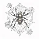 black widow spider with hearts and webs surrounding tattoo design idea