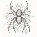 black widow spider with hearts and webs surrounding tattoo design idea