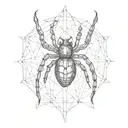 black widow spider with hearts and webs surrounding tattoo design idea