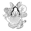 continuous line tattoo with two rabbits and two guinea pigs. tattoo design idea