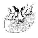 continuous line tattoo with two rabbits and two guinea pigs. tattoo design idea