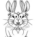 two rabbits and two guinea pigs. continuous line work only. tattoo design idea