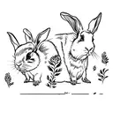 two rabbits and two guinea pigs. continuous line work only. tattoo design idea