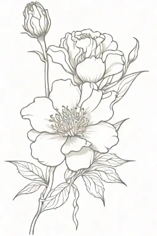 carnation with wilting morning Lilys upper arm tattoo design idea