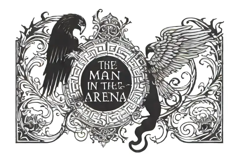 quote "the man in the arena" gothic   tattoo design idea